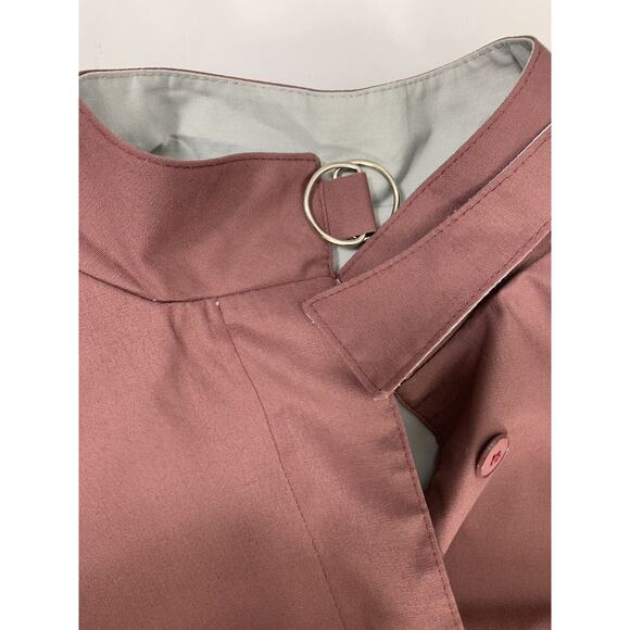 Vintage Women Trench Coat Size 10 Rain or Shine Burgundy Red Gray Button Up Belt - Picture 10 of 10